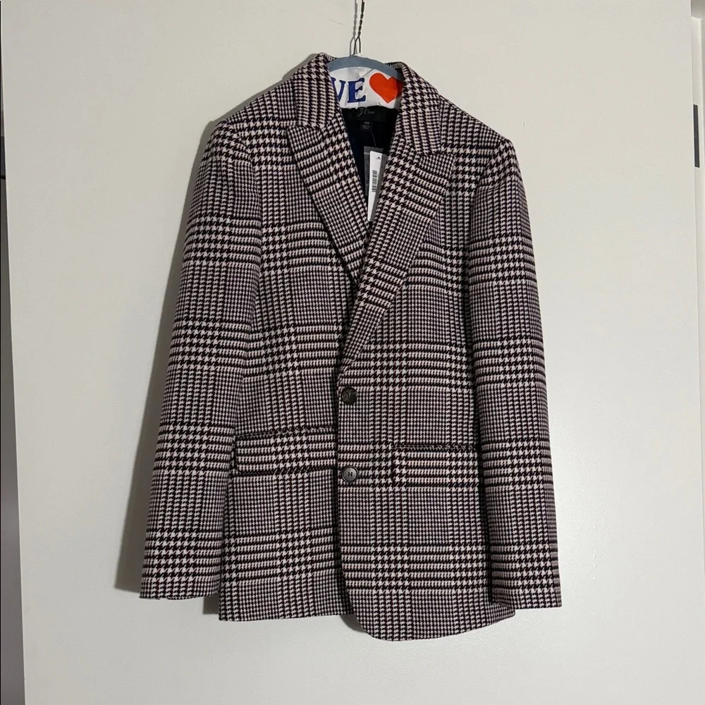 NWT J.Crew Boyfriend Blazer in houndstooth Italian wool‎ blend